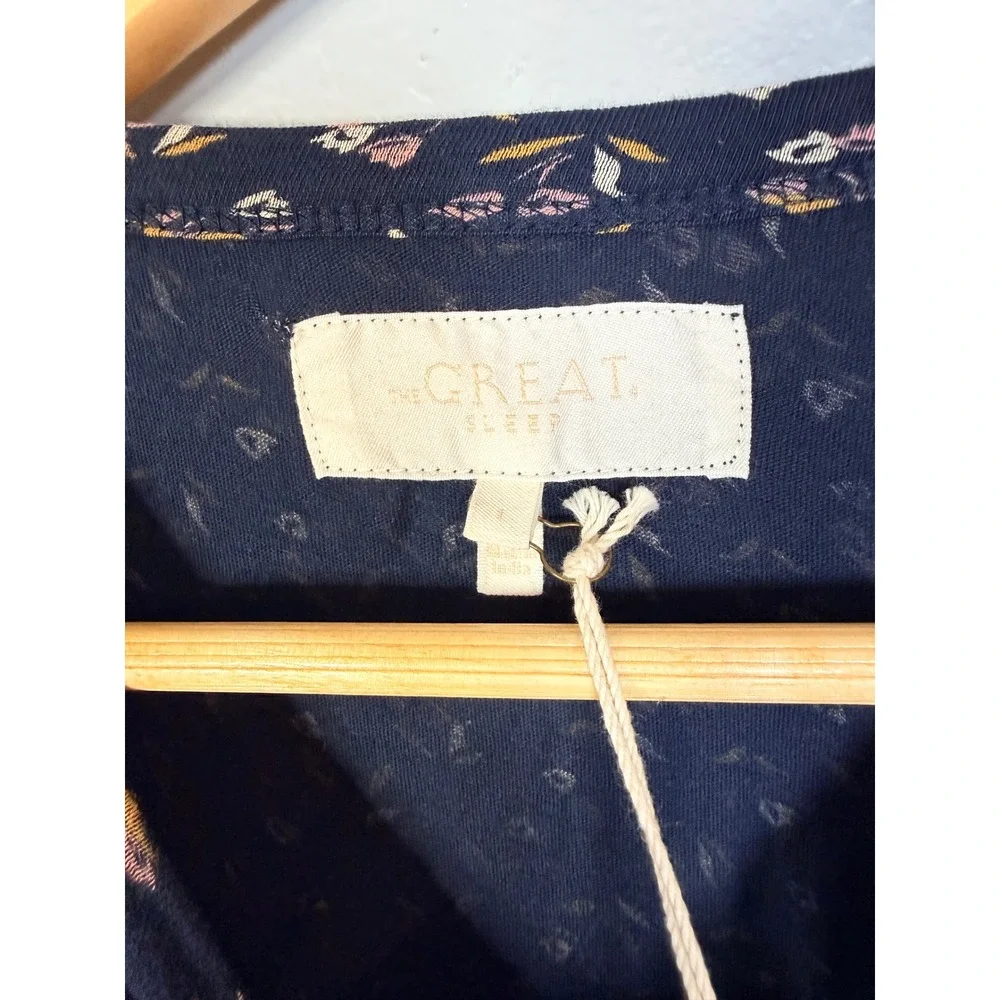 THE GREAT. The Henley Sleep Romper Navy Apron Floral‎ Size 1 Small NWT